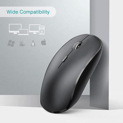 JOYACCESS Rechargeable Wireless Mouse for Laptop, J Silent Portable Cordless Mouse for Laptop with USB Nano Receiver and High Precision 2400 DPI-Black