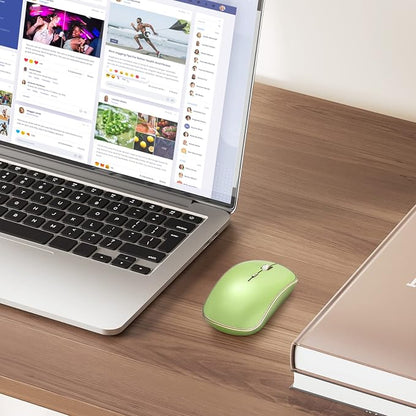 JOYACCESS J 2.4G Slim Wireless Silent Mouse - Portable Wireless Computer Mouse with 5 Adjustable DPI Levels, USB for Desktop, Notebook, MacBook, Chromebook, PC (Light Green)