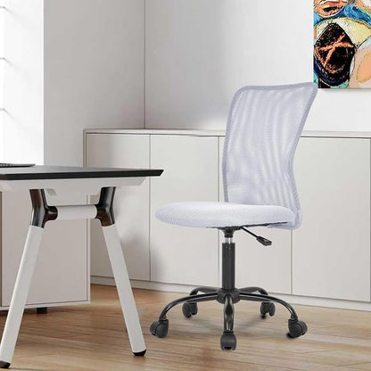 BestOffice Ergonomic Office Chair Desk Chair Mesh Computer Chair Armless Back Support Modern Executive Rolling Swivel Chair with Lumbar Support (White)