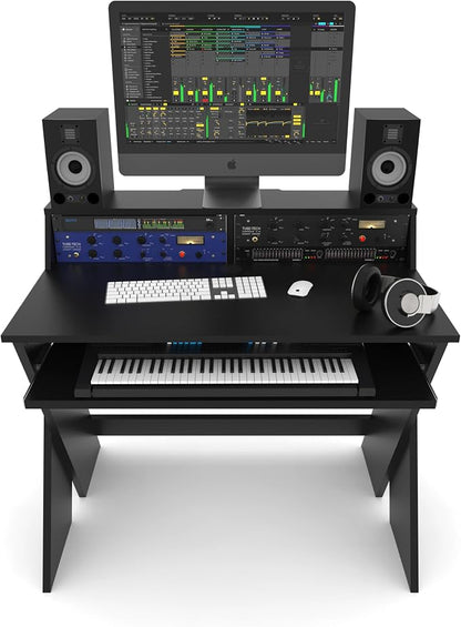 Glorious Sound Desk Compact Professional Studio Workstation with Pull-out Keyboard Compartment (Black)