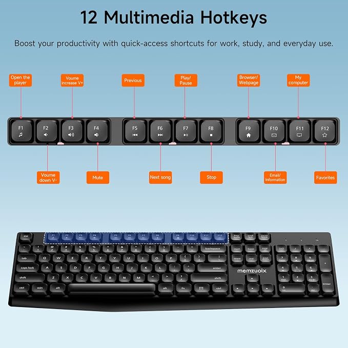 memzuoix Wireless Keyboard and Mouse Combo, 2.4G Full-Size Ergonomic Set with 1400 DPI Mouse, Lag-Free USB Receiver, 6-Month Battery Life for PC/Laptop/Windows/Mac (Black Keyboard + Red Mouse)