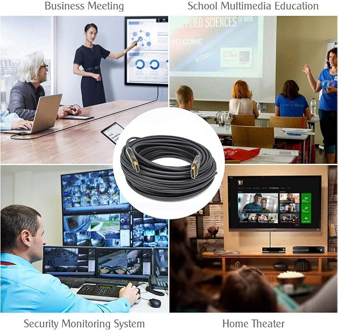 DTECH 4K Fiber Optic HDMI Cable 50ft Long Thin Optical HDMI 2.0 Cable 4K60Hz 18Gbps High Speed Slim UHD Video Cord 50 Feet for Monitor Projector