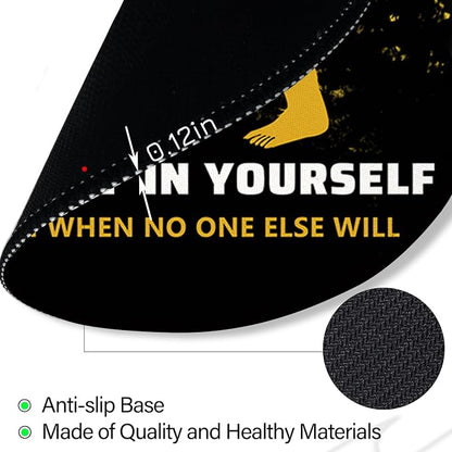 Sasquatch Bigfoot Funny Mouse Pad, Small Round Mouse Pads for Desk, Mini Travel Retro Vintage Motivational Mousepad for Work Wireless Computer Laptop, Office Desk Accessories, Believe in Yourself