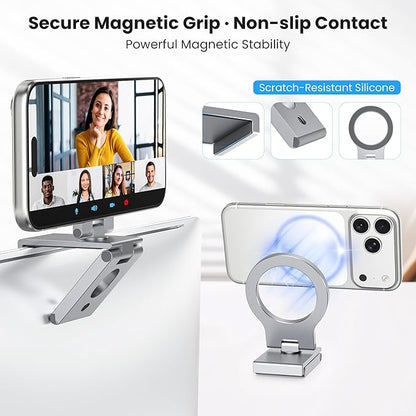 Itramax Continuity Camera Mount for iMac&Desktop Monitor,360° Adjustable iPhone Webcam Stand Holder with Metal Ring for MagSafe iPhone 17 17e/16/15/14/13/12/11/XR/XS,MacBook,Apple TV 4K,Studio Display