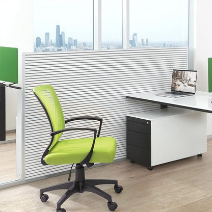Furmax Office Chair Ergonomic Computer Desk Mesh Chair Mid Back Swivel Lumbar Support with Armrest (1, Cyan)