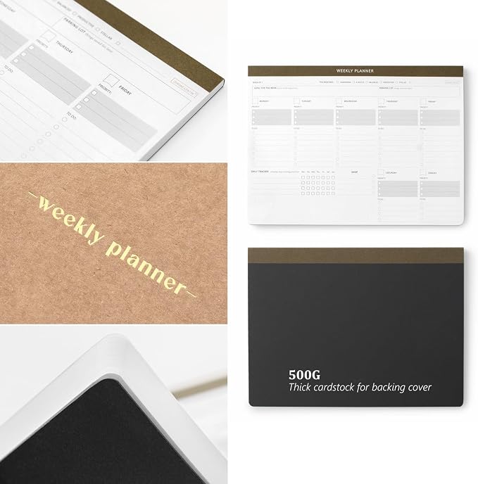 Elegant Undated Weekly Desk Planner with Habit Tracker-A4 Daily To-Do List Notepad with Task Checklist, Priority Checkboxes & Notes, Dashboard Notebook for Office Organization & Work Productivity