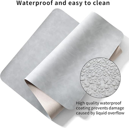Desk Pad Soft PU Leather Large Mouse Pad Laptop Computer Desk Mat Table Blotter Flat Smooth Waterproof Non-Slip Desktop Protector Writing Pad for Office and Home (Light Grey, 80x40cm)