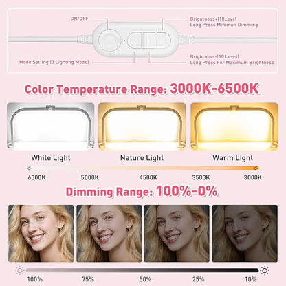 HITTI Half Moon Light for Nail Desk with 5X Magnifier, 30" Foldable LED Arch Tech Lamp with Phone Holder for Manicure, Handicraft, Art, Eyelash Extension - 3 Color Modes & 10 Brightness, Home & Salon