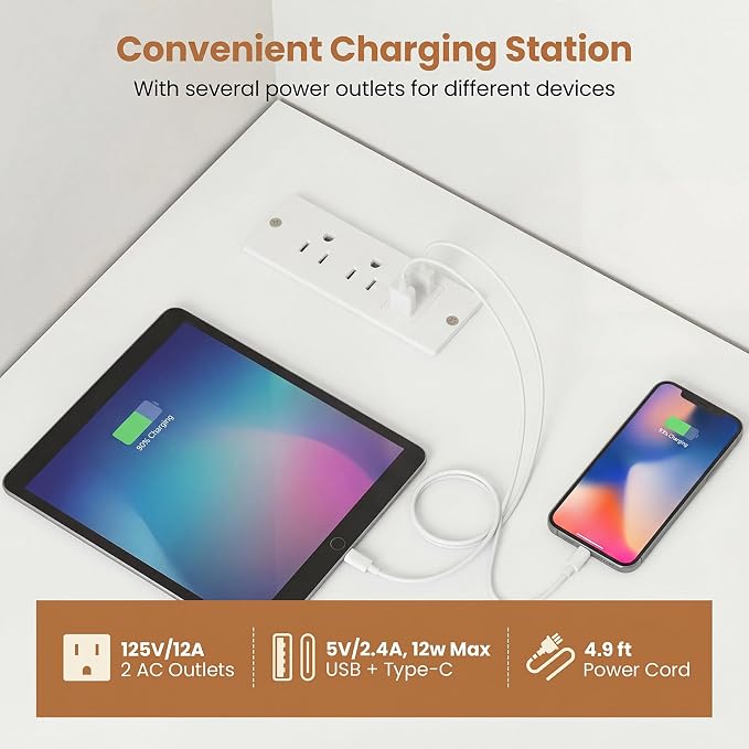 Tangkula White Corner Desk with Charging Station, 90-Degree Triangle Computer Desk with Ergonomic Curved Edge & Open Storage Shelves, Writing Study Desk for Small Spaces Home Office