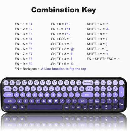 MOFII Wireless Keyboard and Mouse Combo, Compact Small Keyboard with Large Print, 2.4GHz Retro Typewriter Keyboard, Quiet Click Mouse for PC, Laptop, Desktop, Windows (Black Purple Gradient)