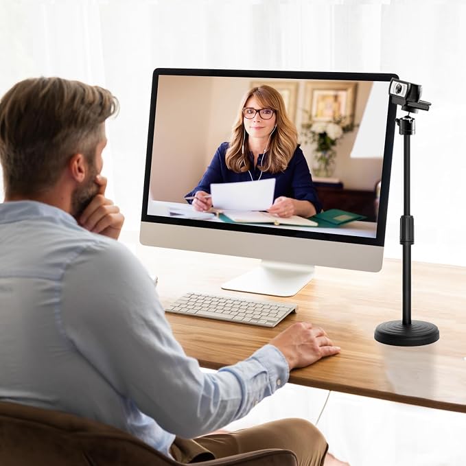 Webcam Stand for Desk, 18 Inch Webcam Tripod Computer Camera Stand with Phone Holder Desktop Web Cam Mount for Logitech C920 C922 C925e C922x C930e C930 C615 and BRIO