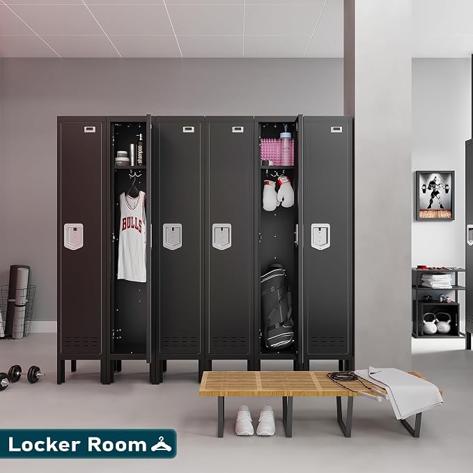 BUTISOW Metal Lockers - 66" Height Steel Lockers for Employees with Door Storage Locker with Card Slot for Employees Gym School Home Office Garage - Assembly Required
