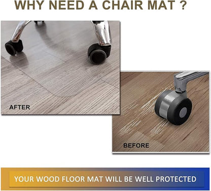 Office Chair Mat, 48" x 30" Vinyl Desk Chair Mat Clear Floor Protector Mat for Hardwood Floor/Rolling Chair Office & Home, Easy Glide and Flat Without Curling