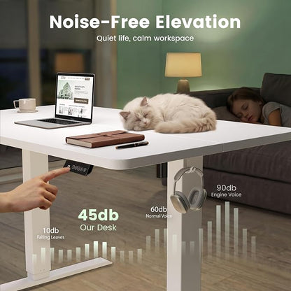 CubiCubi 55 x 24 Standing Desk, Height Adjustable Electric Computer Desk, Sit Stand up Home Office Workstations, White