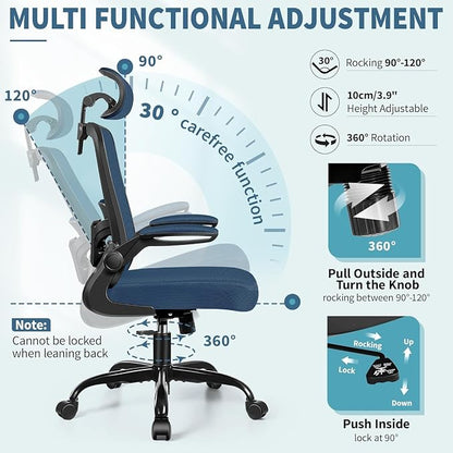 FelixKing Office Chair, Desk Chair with Adjustable Lumbar Support, Ergonomic Computer Chair with High Back and Armrest, Adjustable Height Gaming Chair Home Office Swivel Chair(Navy)