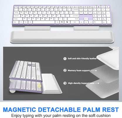 Wireless Keyboard and Mouse Combo, Full Size Silent Ultra Thin Keyboard with Magnetic Wrist Rest, Optical Mouse, 2.4G Lag-Free Cordless Mice Keyboard Set for Computer, Mac, Laptop, PC, Windows