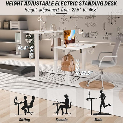 Kingant Standing Desk Height Adjustable Small Electric Stand Up Desks [35 x 20 Inch] - Ergonomic Sit Stand Desk Rising Desks for Home Office Computer Desk Stand Desk Workstation with Cable Management
