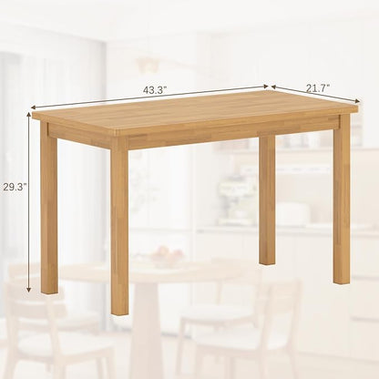 Solid Wood Desk, 43.3 inch Small Computer Desk, Farmhouse Home Office Desk with Natural Wood Finish, Writing Desk for Small Spaces, Study Table for Bedroom, Dining Table for Kitchen, Natural