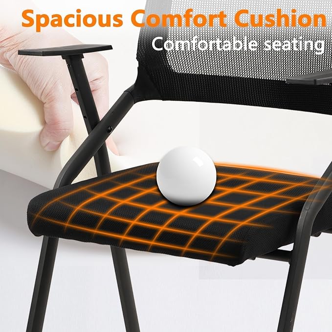 CLATINA Stackable Foldable Conference Room Chairs with Wheels, Portable Padded Office Desk Chair with Lumbar Support and Armrest for Training Room, Guest, Reception, Event, Black (20pk)