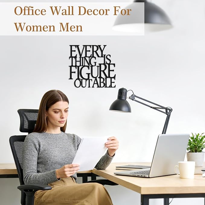 Wall Art for Living Room Home Office Decor Inspirational Gifts for Women | Motivational Metal Wall Art Office Wall Decor for Bedroom Everything Is Figureoutable Encouragement Gifts for Coworkers Men