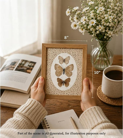 CXQILVER Vintage Framed Butterfly Canvas Wall Art,Natural Insect Illustration Prints Wall Decor, Antique Rustic Cottagecore Farmhouse Picture Painting Artwork for Bedroom Bathroom Living Room 8x10in