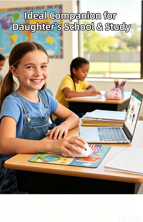 Wireless Mouse Cute Pig Design Bluetooth Dual Mode Portable Compact Lightweight Silent Optical Kawaii Mice for PC Laptop Computer Tablet Macbook Pro/Air Kids Girls Student School Office Gift White