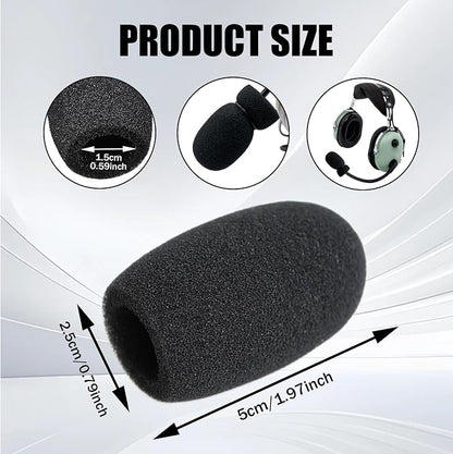 10Pack Aviation Muff Headphone Microphone Body Covers Wind Shields Boom Mic Windscreen Large Black Windshield Noise Sound Reduction High Density Foam for Peltor David Clark Tactical Headset h10-13.4