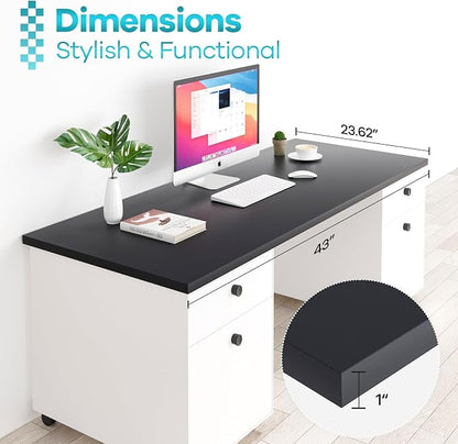 Kaboon 43x24 inches Tabletop, Solid One-Piece Desktop for Sit Stand Desk, Double Desks, L Desk DIY,Wood Countertop Home or Commercial Use,1 inch Thick, Black, 23.62" D x 43" W
