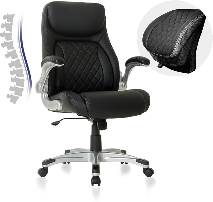 Nouhaus Ergonomic Office Chair Premium Microfiber Leather Adjustable Lumbar Support & Armrests, High Back Comfy Desk Gaming Chairs Executive Computer Swivel Chair Tilt Function(Posture,Black)