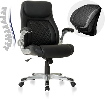 Nouhaus Ergonomic Office Chair Premium Microfiber Leather Adjustable Lumbar Support & Armrests, High Back Comfy Desk Gaming Chairs Executive Computer Swivel Chair Tilt Function(Posture,Black)