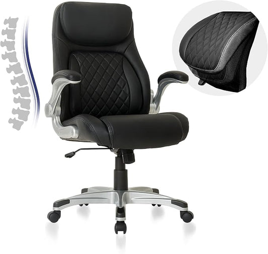 Nouhaus Ergonomic Office Chair Premium Microfiber Leather Adjustable Lumbar Support & Armrests, High Back Comfy Desk Gaming Chairs Executive Computer Swivel Chair Tilt Function(Posture,Black)