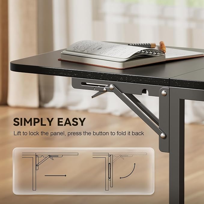 HLDIRECT 55 Inch Computer Desk for Home Office, Gaming Computer Desk with Printer Shelf, Storage Drawers, Power Outlets, Monitor Stand & LED Strip, Foldable L Shaped Gaming Table (Black)