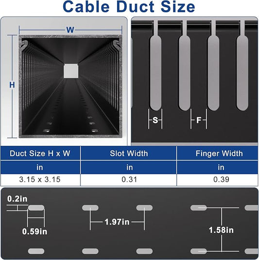 ZhiYo 3x3in Cable Raceway, 6FT(2xL3FT) Large Wire Tray, Cord Hider for Network Cable Management, Wire Covers for Cords Computer Under Desk, Cord Cover Wall Cable Hider Cable Cover, Black