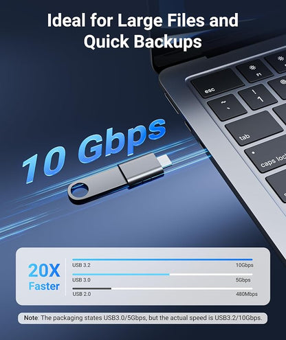 Syntech USB C to USB Adapter Pack of 2, USB 3.0 Female to Thunderbolt 4/3 Adapter Compatible with MacBook Pro Air 2024, Surface, iPad, iPhone, Galaxy Notebook, XPS and More Type C Devices, Space Grey