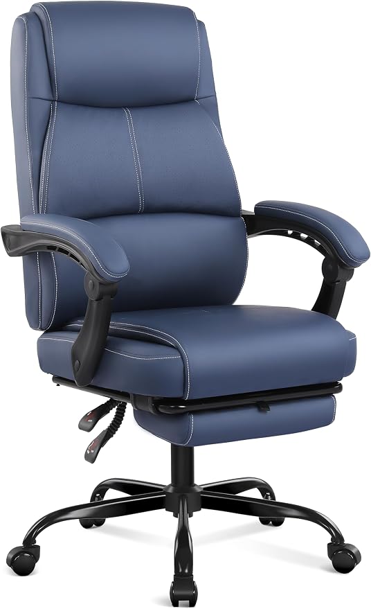 Misolant Big and Tall Office Chair with Footrest, High Back Desk Chair with Linkage Armrest, 90-155° Recline Executive Computer Chairs with Adjustable Height for Home