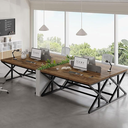 IBF Industrial Computer Desk, Rustic Wooden Metal Executive Office Desks, Large Long Simple Gaming Computer Desk Table, Wood Student Study Computer Table for Bedroom Living Room, Rustic Brown, 60 Inch