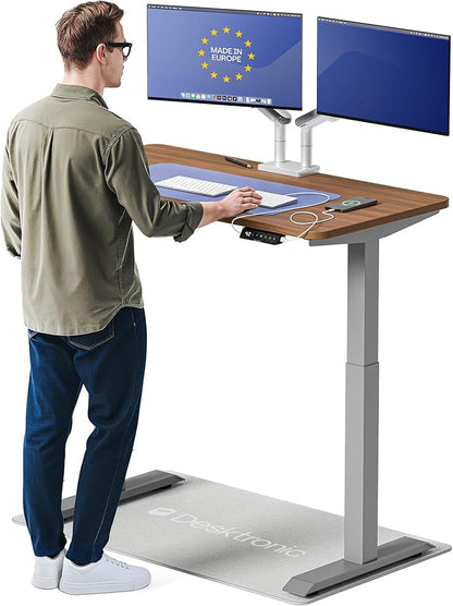Desktronic HomeOne Standing Desk 48x24 — Ergonomic Sit Stand Home Office Desk, Made in Europe, Electric Dual Motor Height Adjustable, USB & USB-C Charging, Wobble-Free, Touchscreen, 3 Memory Presets