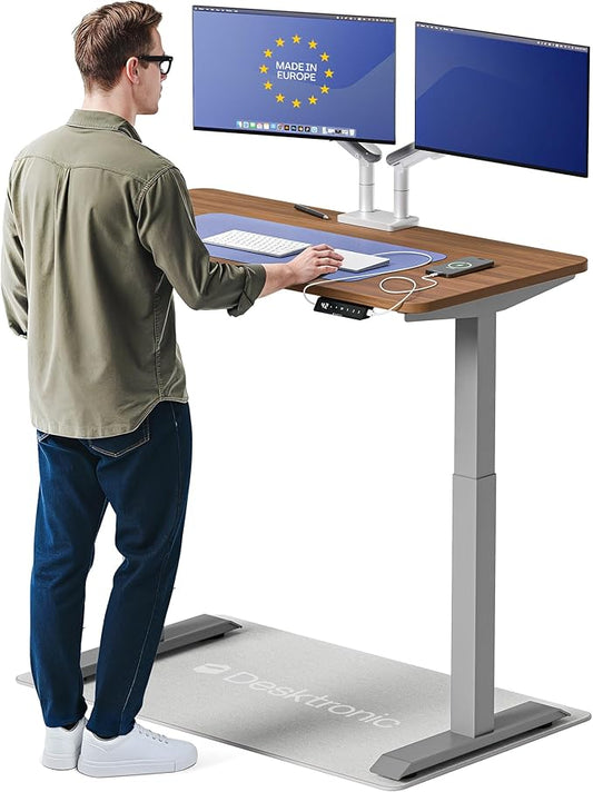 Desktronic HomeOne Standing Desk 48x24 — Ergonomic Sit Stand Home Office Desk, Made in Europe, Electric Dual Motor Height Adjustable, USB & USB-C Charging, Wobble-Free, Touchscreen, 3 Memory Presets