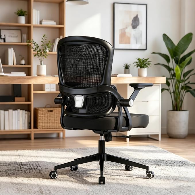 Ergonomic Office Chair - 350LB Comfy Desk Chairs with Adjustable Lumbar Back and Support, Mesh Computer Chairs with Wheels and Arms for Home Office, Study