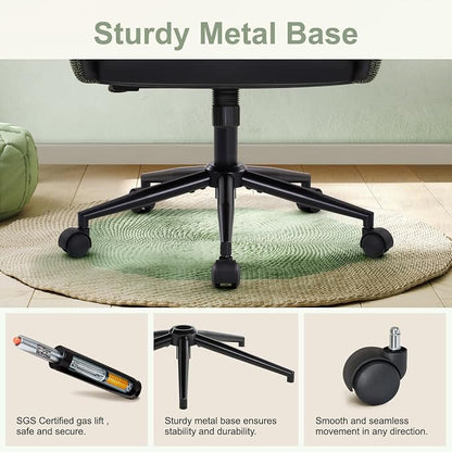 IWMH Modern Office Desk Chair, Criss Cross Chair with Wheels and Arms, Height Adjustable Swivel Office Chair for Home Office, Living Room, Bedroom, Green & Black