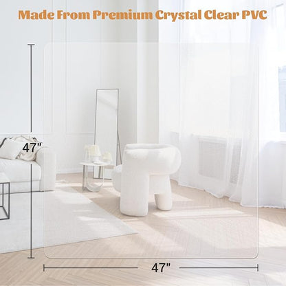 KMAT Office Chair Mat,Easy Glide Hard Wood Tile Floor Mats, Clear Desk Chair Mat for Home Office Rolling Chair,Heavy Duty Floor Protector -47"x47" Rectangular