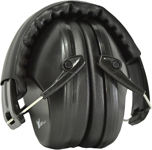 Earmuff hearing protection with low profile passive folding design 26dB NRR and reduces up to 125dB