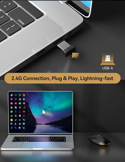 TECKNET Wireless Mouse, 2.4G Computer Mouse for Laptop, 4800 DPI Silent Mouse with USB Receiver, Slim Portable Travel Mouse Compatible with MacOS Windows Android PC Chromebook, 18 Months Battery Life