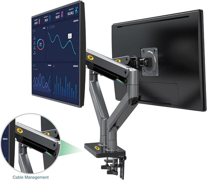 NB North Bayou Dual Monitor Arm Ultra Wide Full Motion Swivel Monitor Mount for 22''-32'' Monitors Load Capacity from 4.4 to 26.4lbs for Each Arm Height Adjustable Monitor Stand G35
