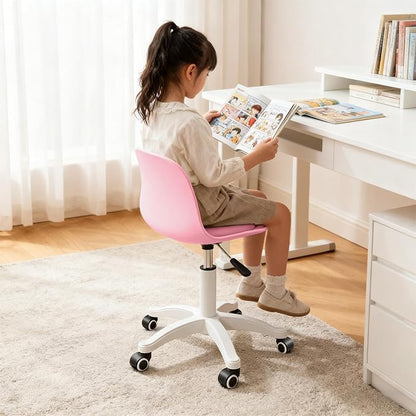 Home Office Chairs, Small Swivel Rolling Desk Chair with Silent Wheels and Low-Back,Armless Heavy-Duty Vanity Chair Height Adjustable for Bedroom,Students,Study,Teens