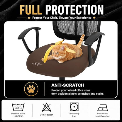 DIVA EN CAMINO DEC Stretchable Desk Office Chair Seat Cushion Covers - Universal Spandex Computer Chair Slipcover - Removable Washable Cushion Protectors for Dogs, Cats, Pets (Mocha)