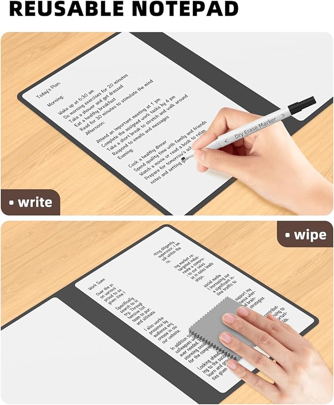 Mehaving Portable Small White Board Dry Erase Board, Reusable 9.5 * 6.6in Notebook Memo, Office Home Supplies Desk Accessories MH760 (Black)