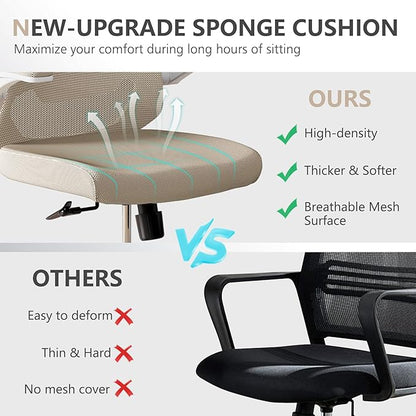 balmstar Office Chair Desk Chair, Ergonomic Mesh Computer Chair with 90-130° Recline & 360° Smooth-Rolling Casters, Adjustable Lumbar Support Task Chair for Home Office, Comfortable for Women, Teens