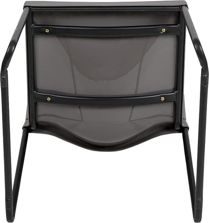 Flash Furniture HERCULES Series 880 lb. Capacity Gray Full Back Contoured Stack Chair with Black Powder Coated Sled Base