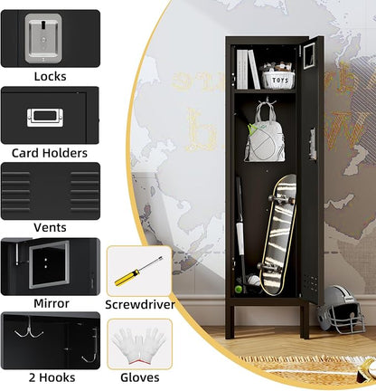 BUTISOW Metal Kids Locker,Metal Cabinet Storage Lockers,Lockable for Employees with Door,54" Height Steel Locker,Lockable Steel Locker for Children's Room, Playroom, School,Gym